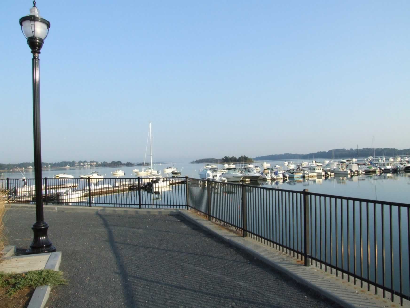 View of Boats Moored at Hingham Harbor